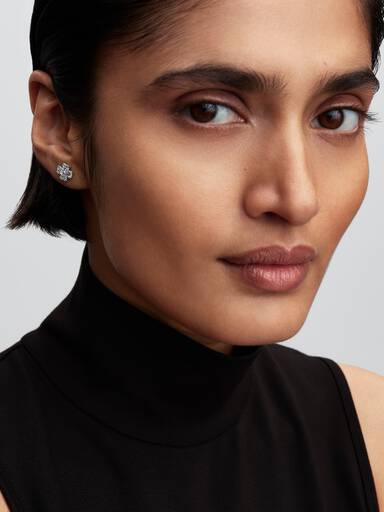 Sparkling Lucky Clover Stud Earrings
