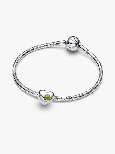 Engravable August Birthstone Heart Charm