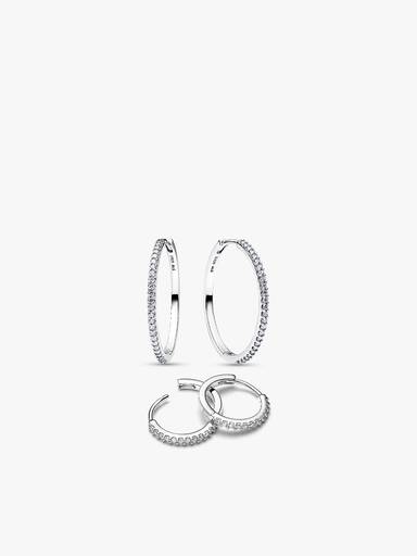 Sparkling Hoop Earrings Set