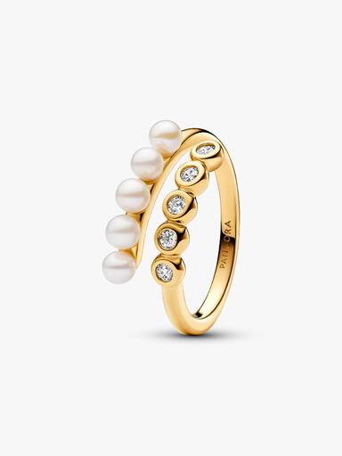 Treated Freshwater Cultured Pearls & Stones Open Ring