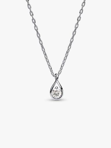 Sterling silver pendant with 0.25 ct TW G-J VS+ round brilliant excellent cut lab-grown diamond and necklace