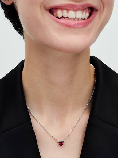 Sparkling Heart Halo Pendant Collier Necklace