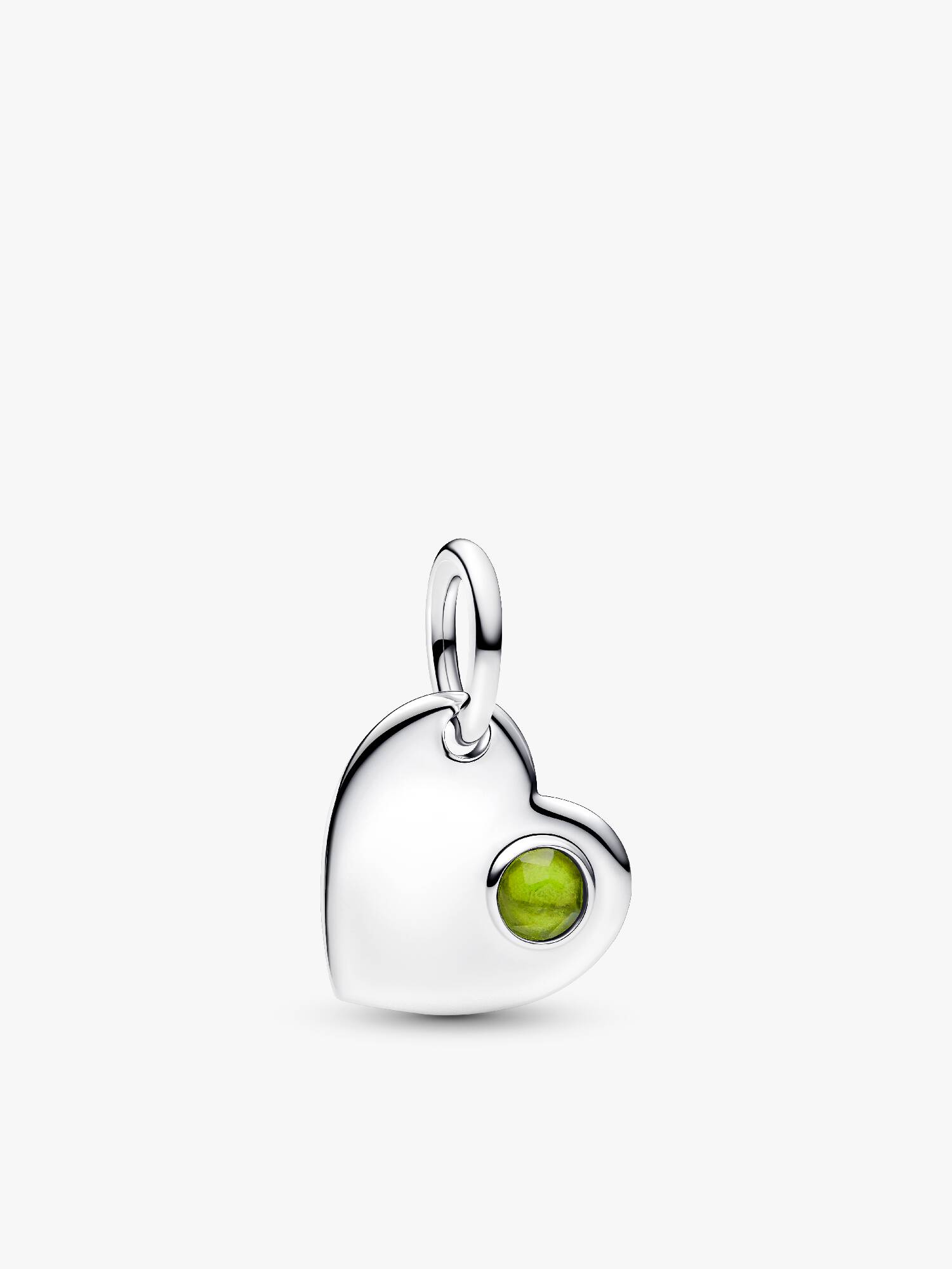August Engravable Heart Spring Green Stone Dangle Charm