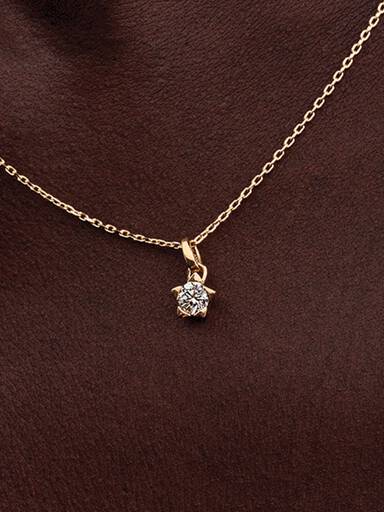 Star 14k gold pendant with 0.25 ct TW G-J VS+ round brilliant excellent cut lab-grown diamond