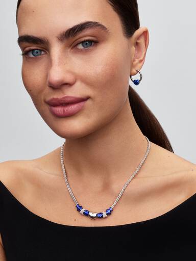 Pavé Clasp Foxtail Chain Charm Necklace