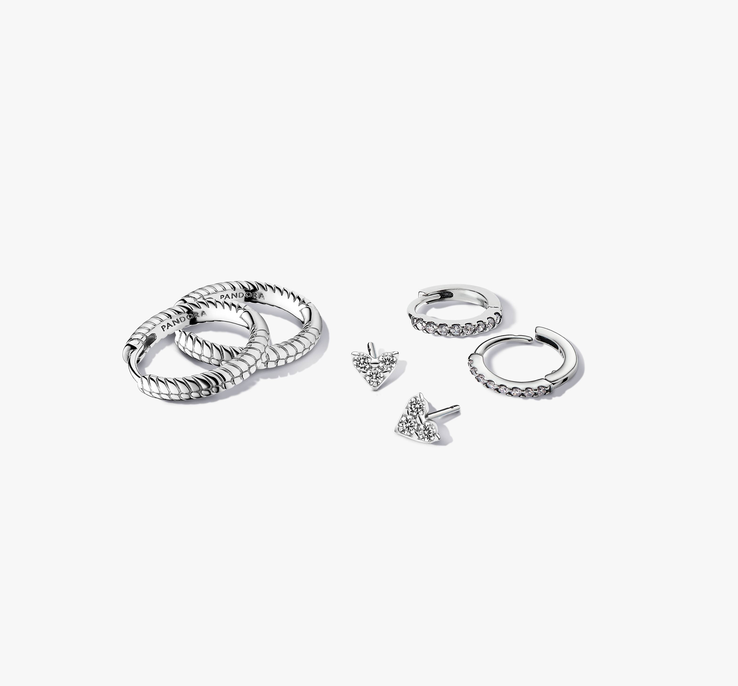 Silver Stud and Hoop Earrings Gift Set
