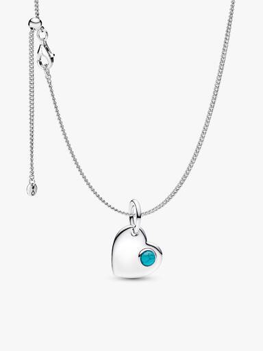 December Birthstone Heart Pendant Necklace