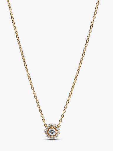 Round Pavé Halo Pendant Necklace