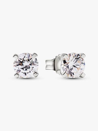 14k White gold stud earrings with 1.00 ct TW G-J VS+ round brilliant excellent cut lab-grown diamond