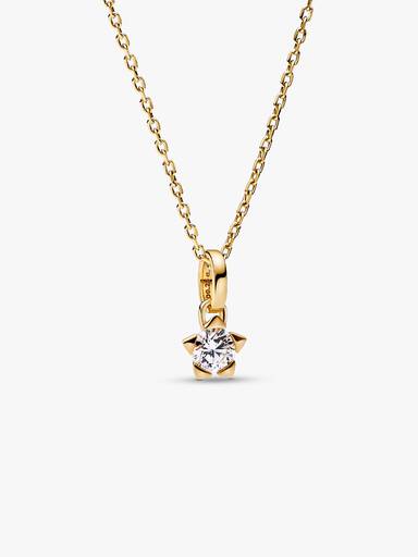 Star 14k gold pendant with 0.25 ct TW G-J VS+ round brilliant excellent cut lab-grown diamond