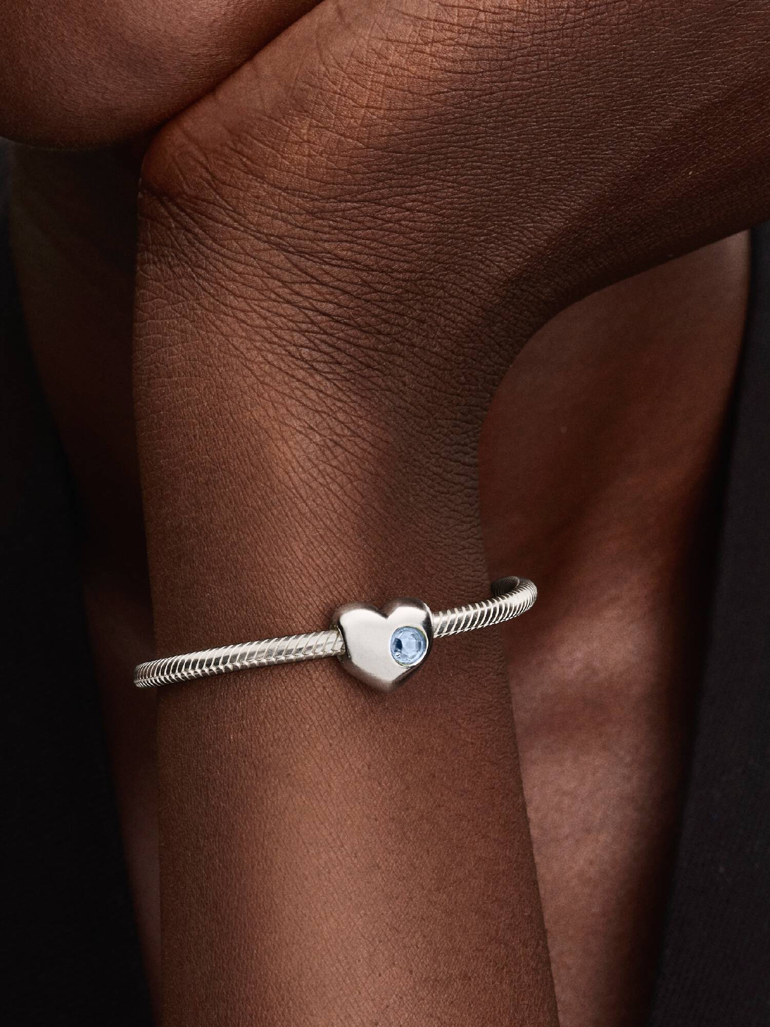 Engravable March Birthstone Heart Charm