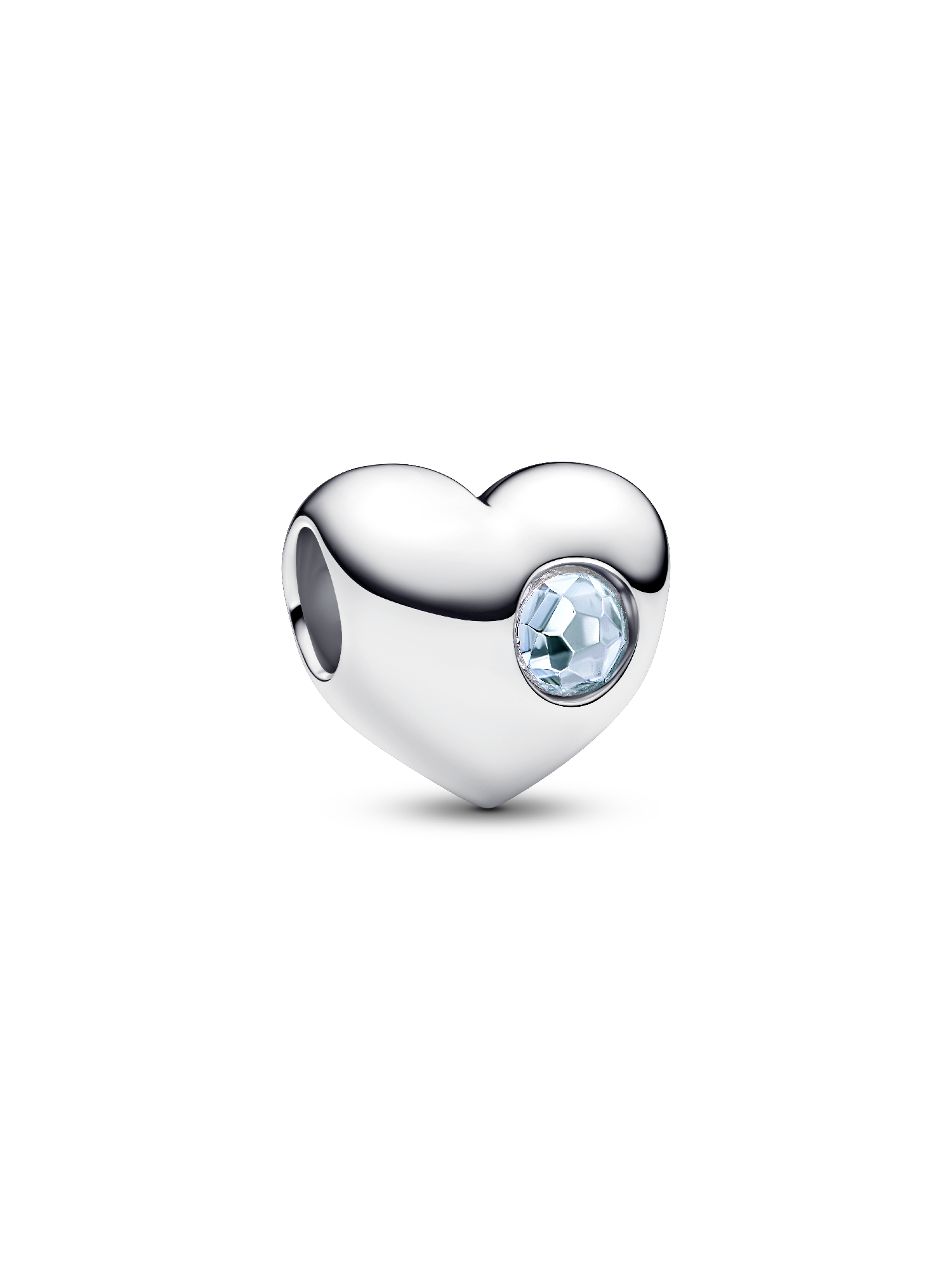 Engravable March Birthstone Heart Charm