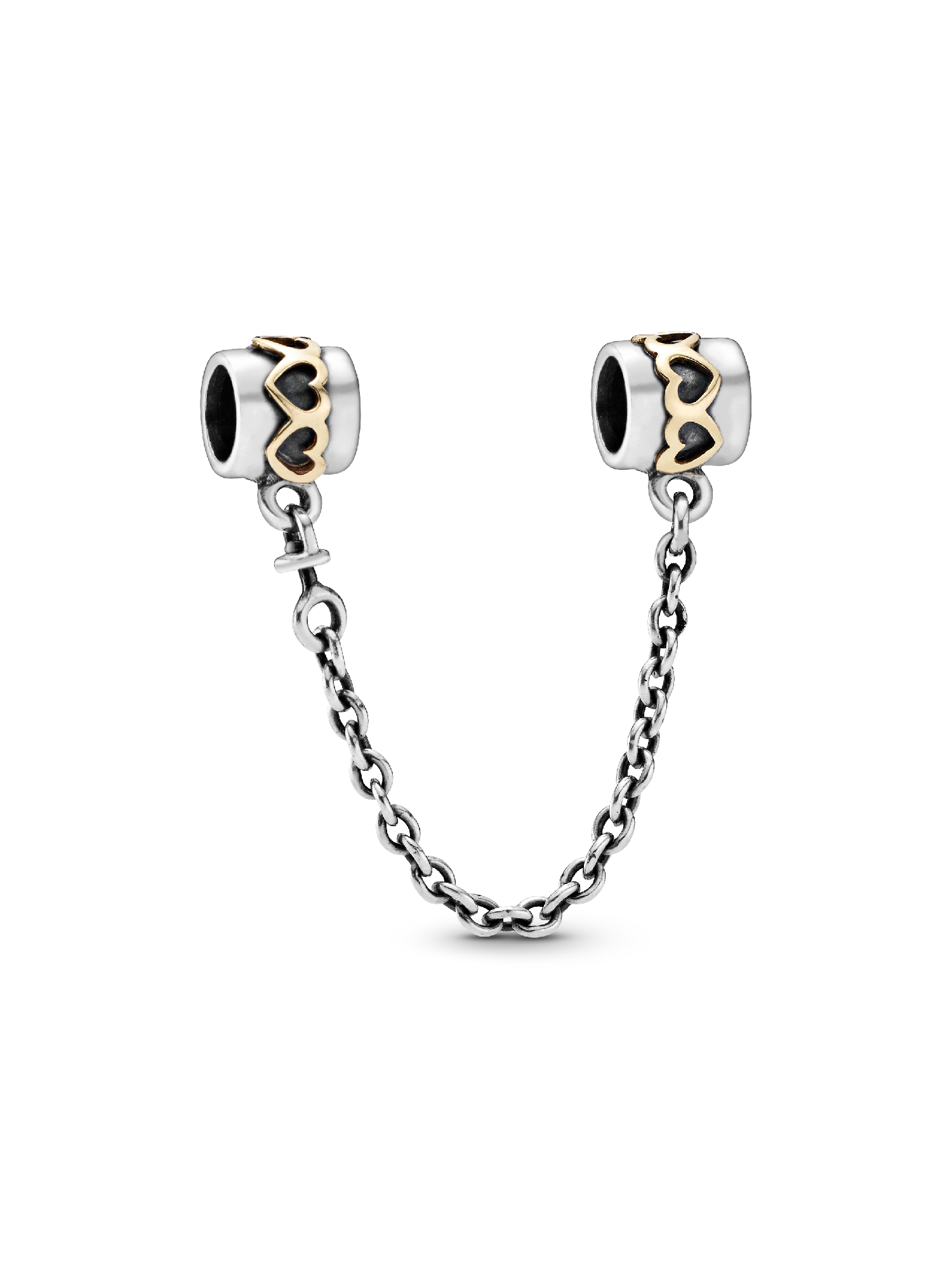 Silver safety chain, 14K Hearts