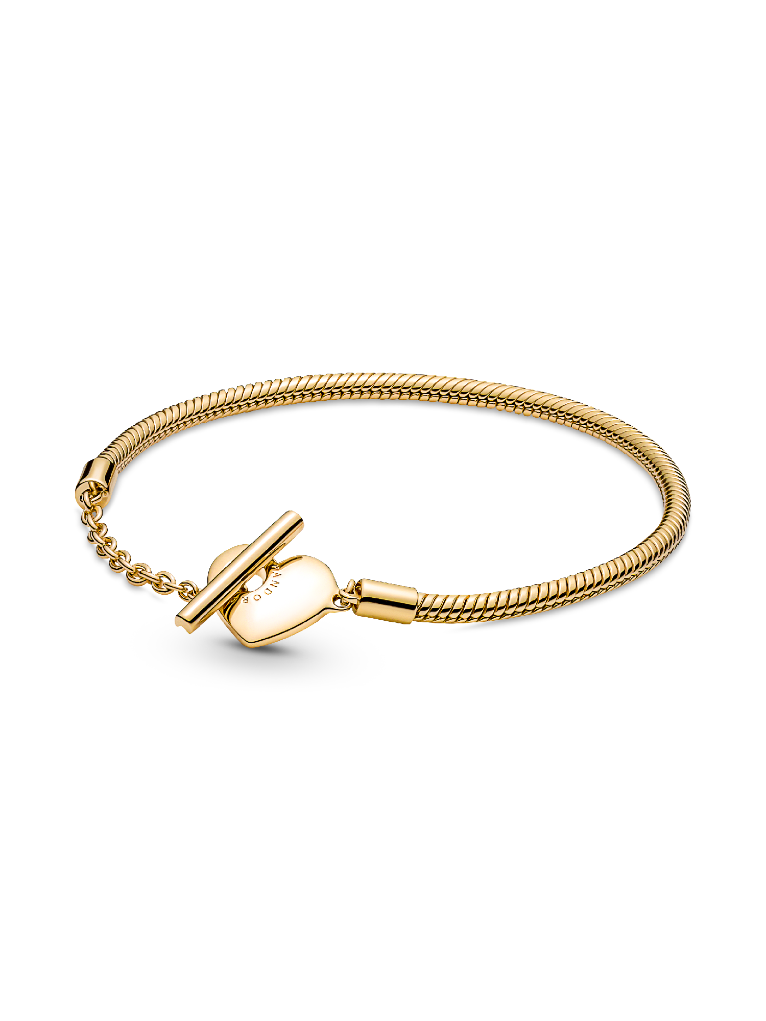 Pandora Moments Heart T-Bar Snake Chain Bracelet | Gold plated