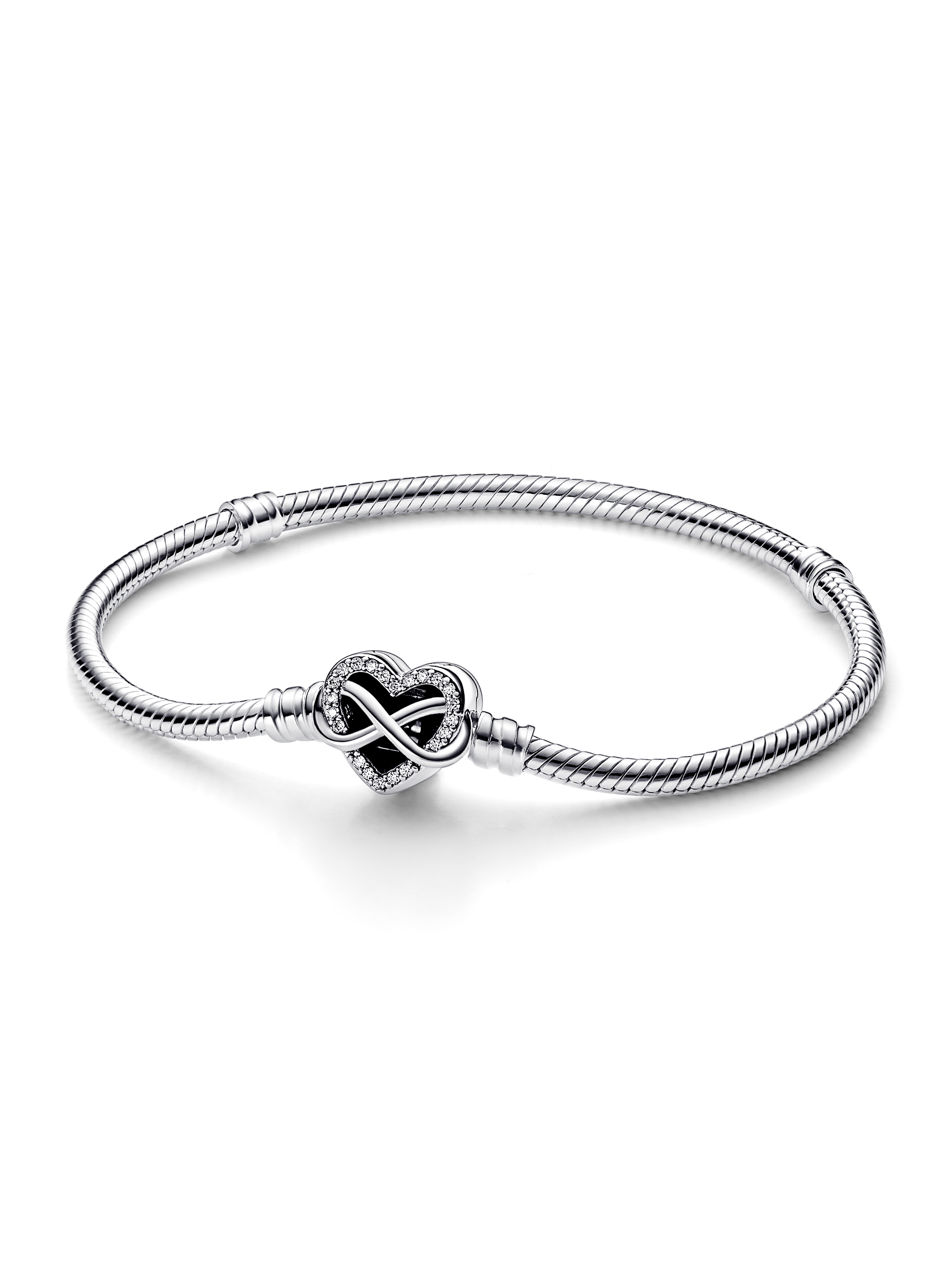 Sparkling Infinity Heart Clasp Snake Chain Bracelet