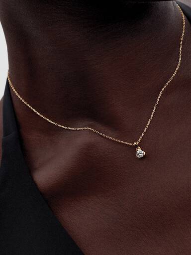 Heart 14k gold pendant with 0.25 ct TW G-J VS+ round brilliant excellent cut lab-grown diamond