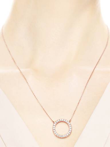PANDORA logo reversible collier in PANDORA Rose with clear cubic zirconia and rose gold plated silver necklace