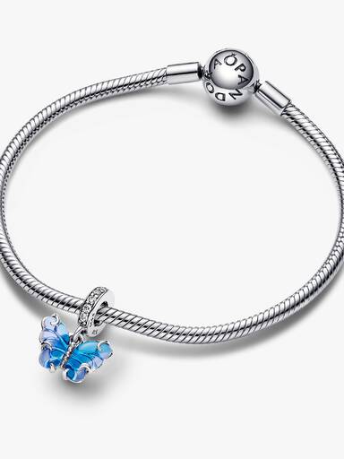 Blue Murano Glass Butterfly Dangle Charm