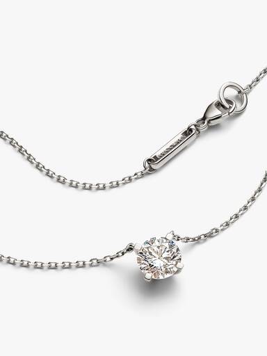 14k White gold pendant necklace with 1.00 ct TW G-J VS+ round brilliant excellent cut lab-grown diamond
