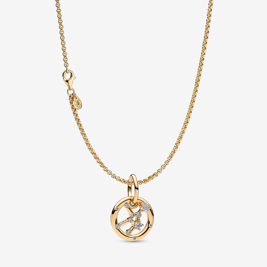 14K Gold Plated Virgo Zodiac Necklace image number 0