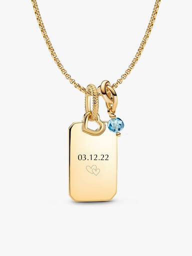 March Engravable Dangle Charm Necklace Set