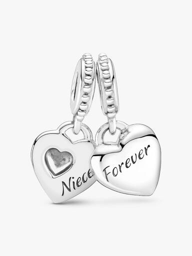 Aunt & Niece Split Heart Dangle Charm