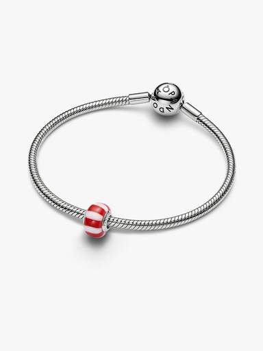 Red Peppermint Murano Glass Charm