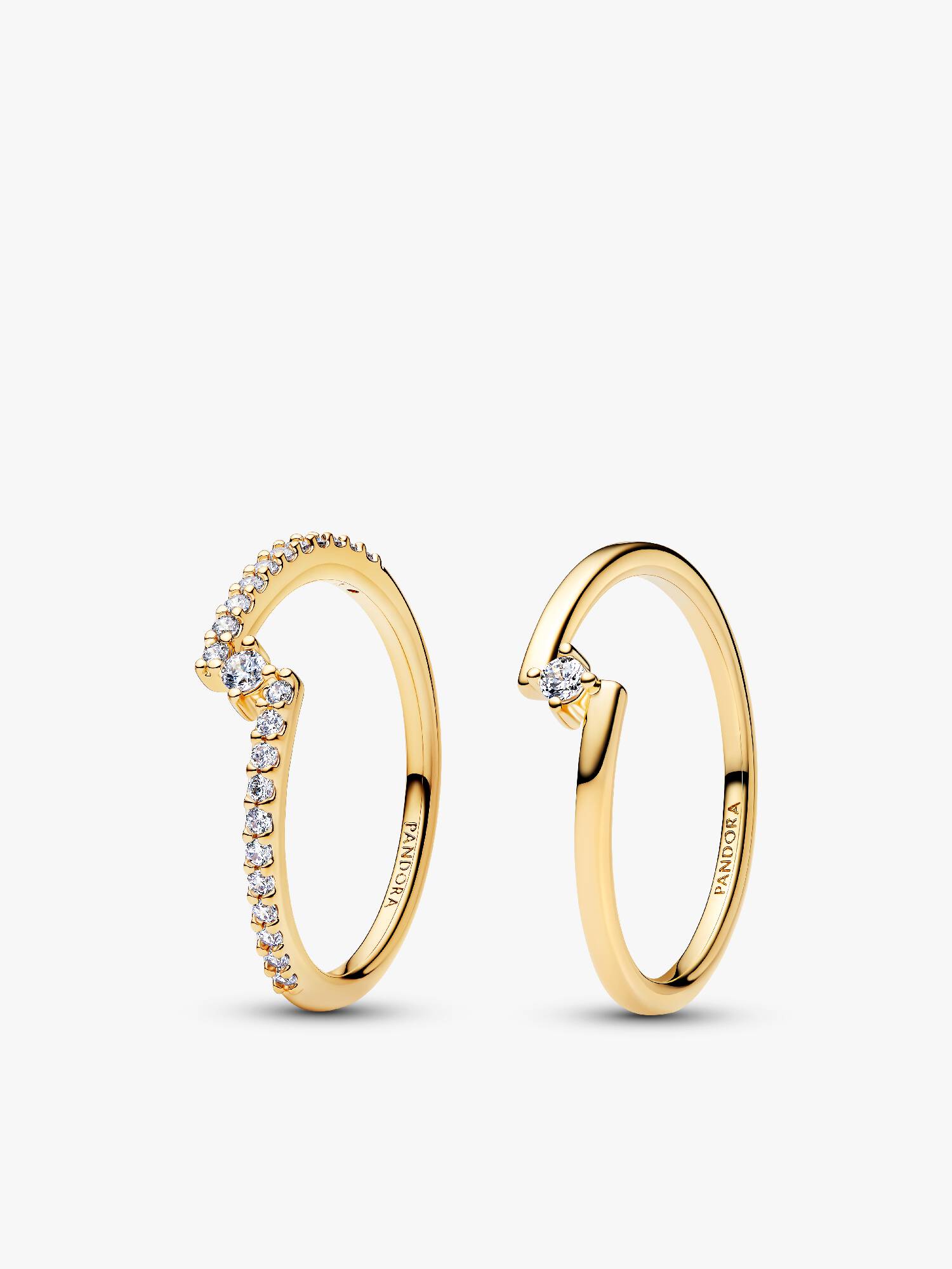 Gold Split Pavé Stackable Ring Set