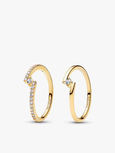 Gold Split Pavé Stackable Ring Set