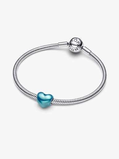 Metallic Sky Blue Heart Charm