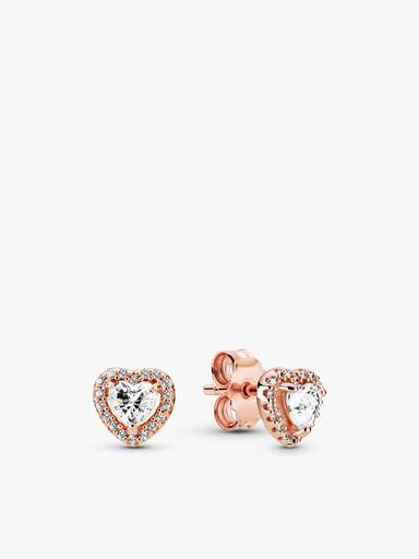 Rose Gold Elevated Heart Necklace & Earrings Set