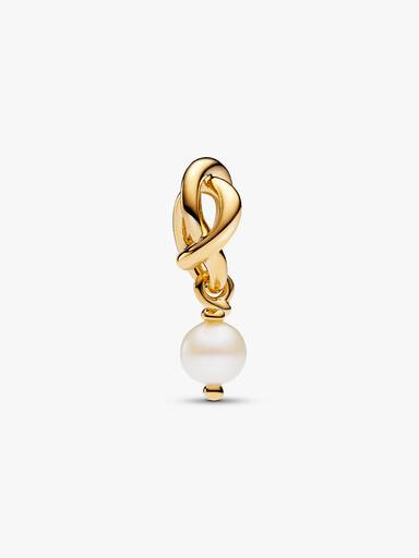June Birthstone Pearl Eternity Circle Dangle Charm
