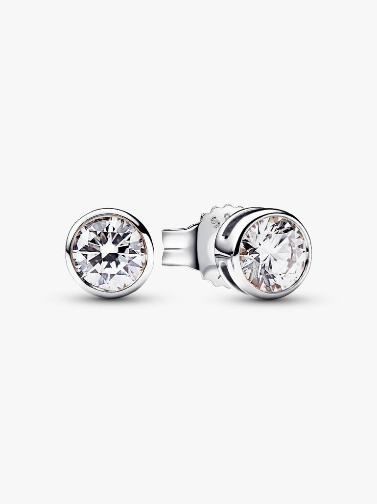 Sterling silver stud earrings with 0.50 ct TW G-J VS+ round brilliant excellent cut lab-grown diamond