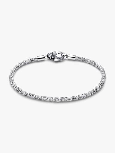 Pavé Clasp Foxtail Chain Charm Bracelet