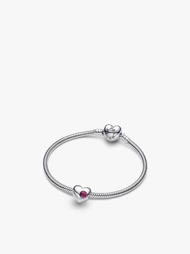 Engravable July Heart Bracelet and Charm Gift Set