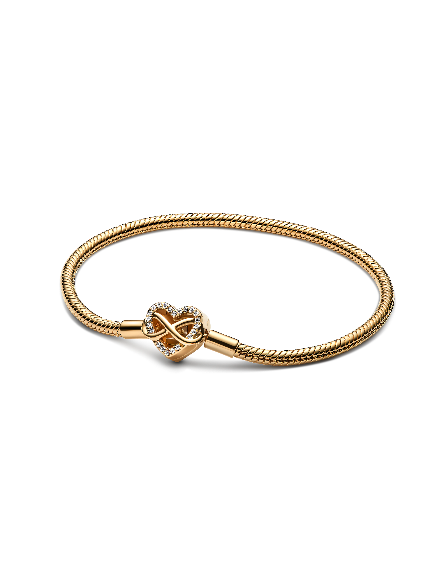 Sparkling Infinity Heart Clasp Snake Chain Bracelet