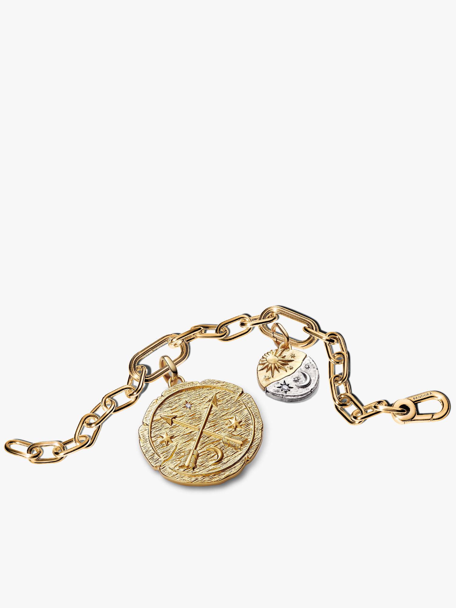 Talisman XL Medallion, Sun & Moon with Gold Link Bracelet