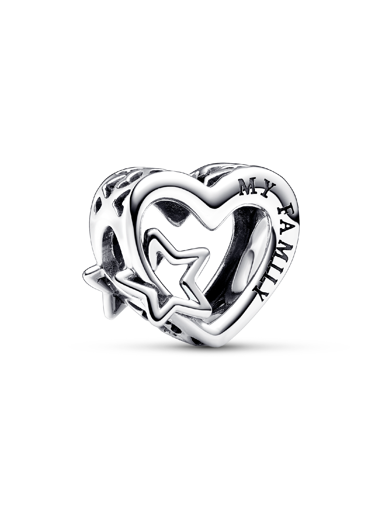 Openwork Family Heart & Star Charm