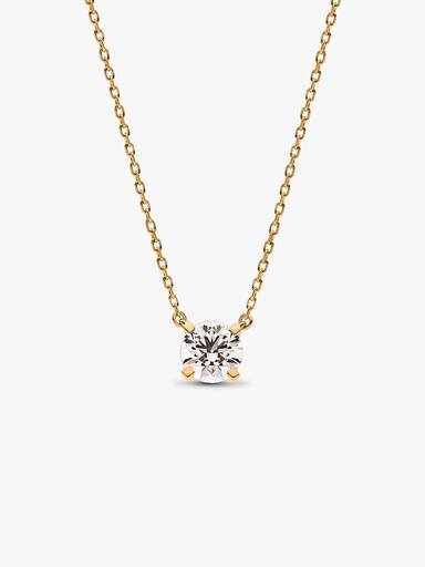 14k Gold pendant necklace with 1.00 ct TW G-J VS+ round brilliant excellent cut lab-grown diamond