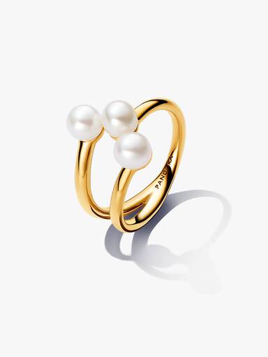Treated Freshwater Cultured Pearl Open Ring