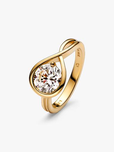 14k Gold ring with 1.75 ct TW G-J VS+ round brilliant excellent cut lab-grown diamond