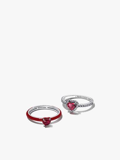Red Heart Ring Set