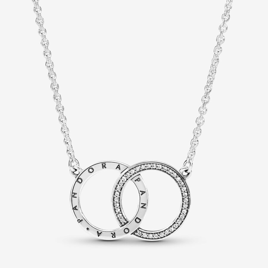 Entwined Circles Pandora Logo & Sparkle Collier Necklace image number 0