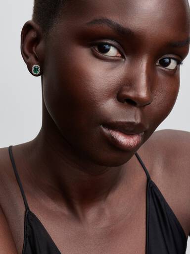 Sparkling Rectangular Stud Earrings