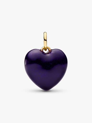 Purple Puffy Heart Dangle Charm