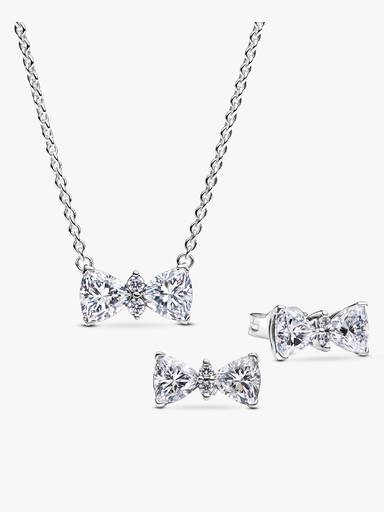 Sparkling Bow Necklace and Earrings Gift Set