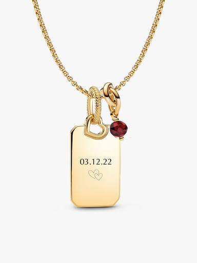 January Engravable Dangle Charm Necklace Set