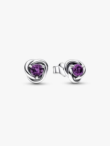 February Birthstone Eternity Circle Stud Earrings