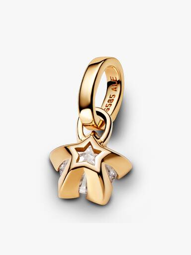 Star 14k gold pendant with 0.25 ct TW G-J VS+ round brilliant excellent cut lab-grown diamond