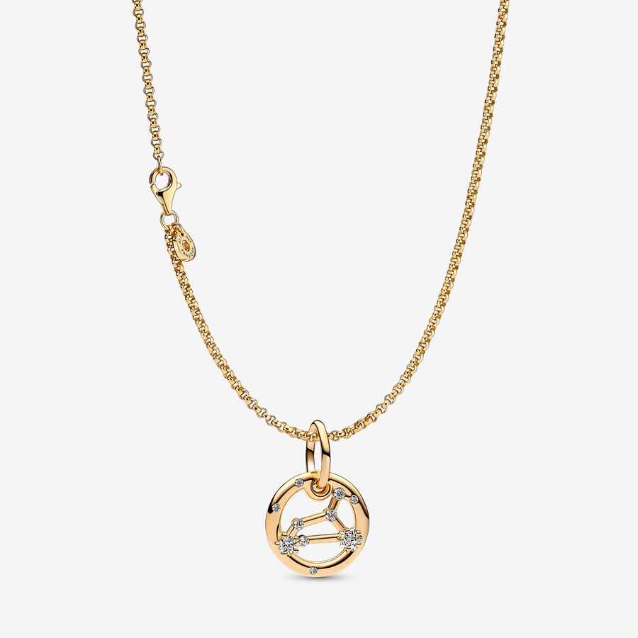 14K Gold Plated Leo Zodiac Necklace image number 0